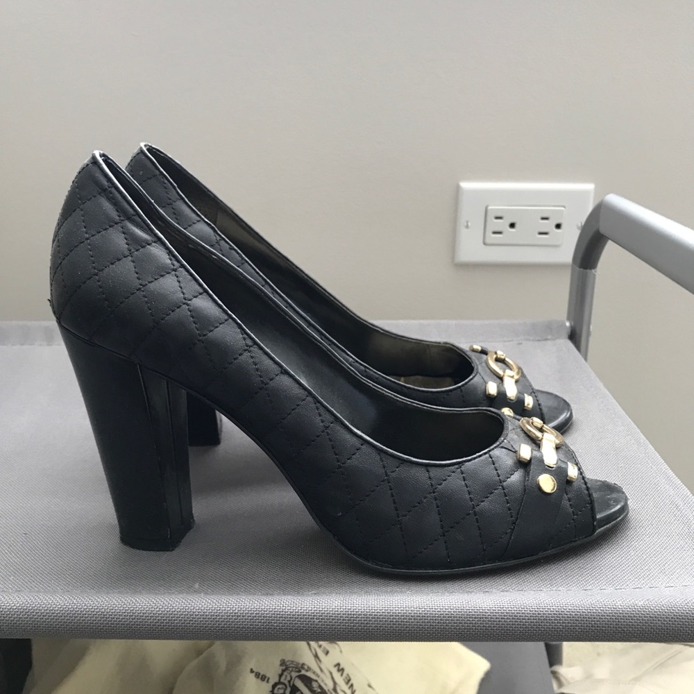 Anne Klein Peep Toe Pumps with Gold Accent